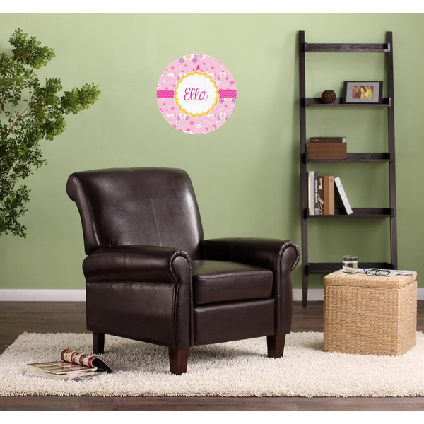 Princess Carriage Round Wall Decal on Living Room Wall