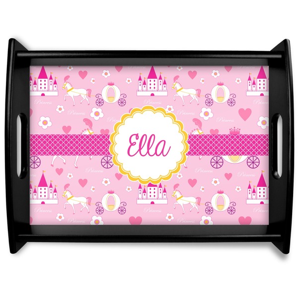 Custom Princess Carriage Black Wooden Tray - Large (Personalized)