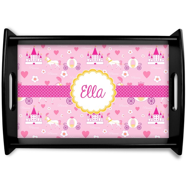 Custom Princess Carriage Black Wooden Tray - Small (Personalized)