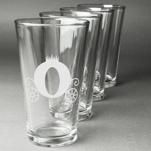 Custom Princess Carriage Pint Glasses - Engraved (Set of 4)