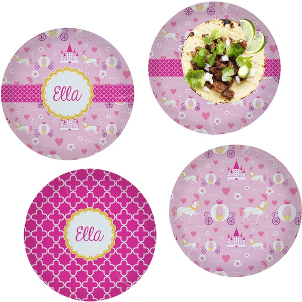 Custom Princess Carriage Set of 4 Glass Lunch / Dinner Plate 10" (Personalized)