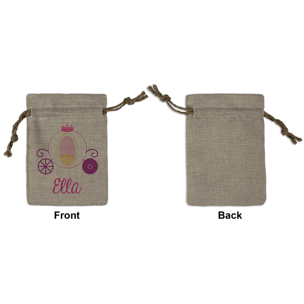 Princess Carriage Small Burlap Gift Bag - Front Approval