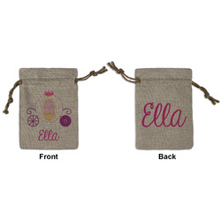 Princess Carriage Small Burlap Gift Bag - Front & Back (Personalized)