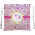 Princess Carriage 9.5" Glass Square Lunch / Dinner Plate- Single or Set of 4 (Personalized)