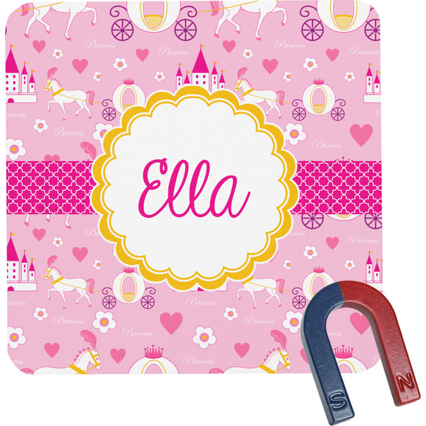 Custom Princess Carriage Square Fridge Magnet (Personalized)