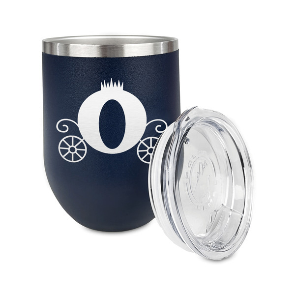 Princess Carriage Stainless Wine Tumblers - Navy - Double Sided - Alt View
