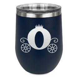 Princess Carriage Stemless Stainless Steel Wine Tumbler - Navy - Double Sided (Personalized)
