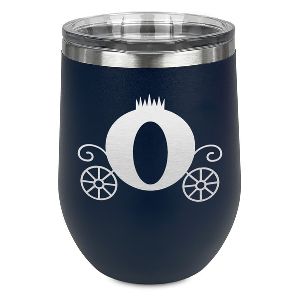 Princess Carriage Stainless Wine Tumblers - Navy - Single Sided - Front