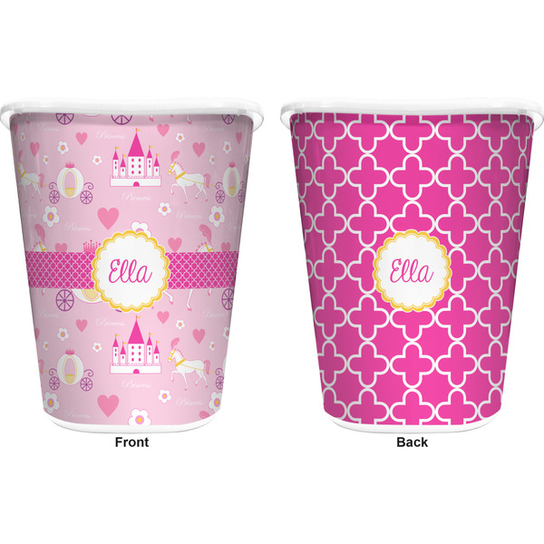 Princess Carriage Trash Can White - Front and Back - Apvl