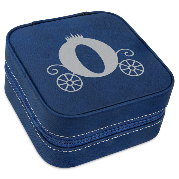 Custom Princess Carriage Travel Jewelry Box - Navy Blue Leather