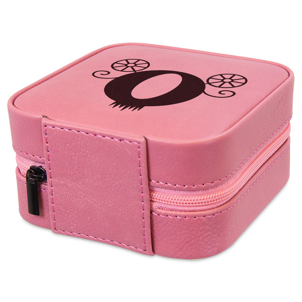 Princess Carriage Travel Jewelry Boxes - Leather - Pink - View from Rear