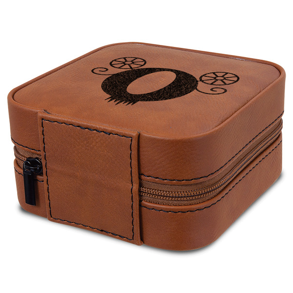 Princess Carriage Travel Jewelry Boxes - Leatherette - Rawhide - View from Rear