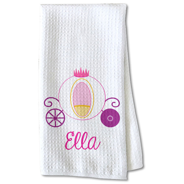 Custom Princess Carriage Kitchen Towel - Waffle Weave - Partial Print (Personalized)