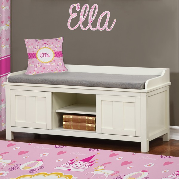 Princess Carriage Wall Name Decal Above Storage bench