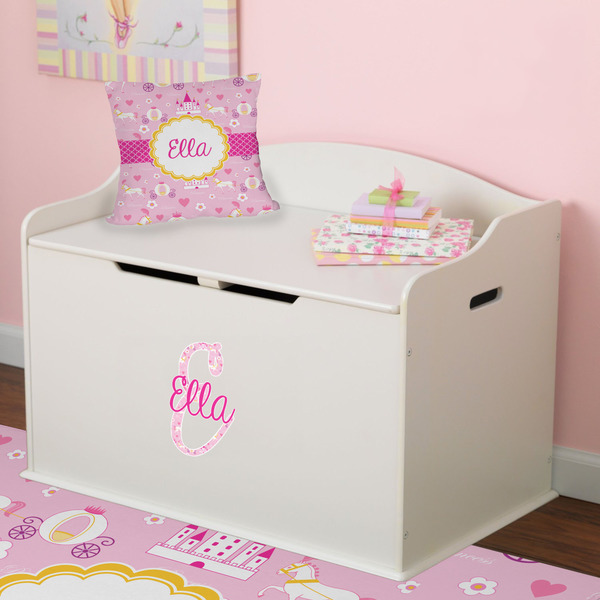 Princess Carriage Wall Name & Initial Small on Toy Chest