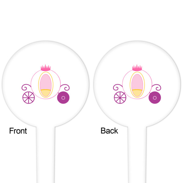 Princess Carriage White Plastic 4" Food Pick - Round - Double Sided - Front & Back