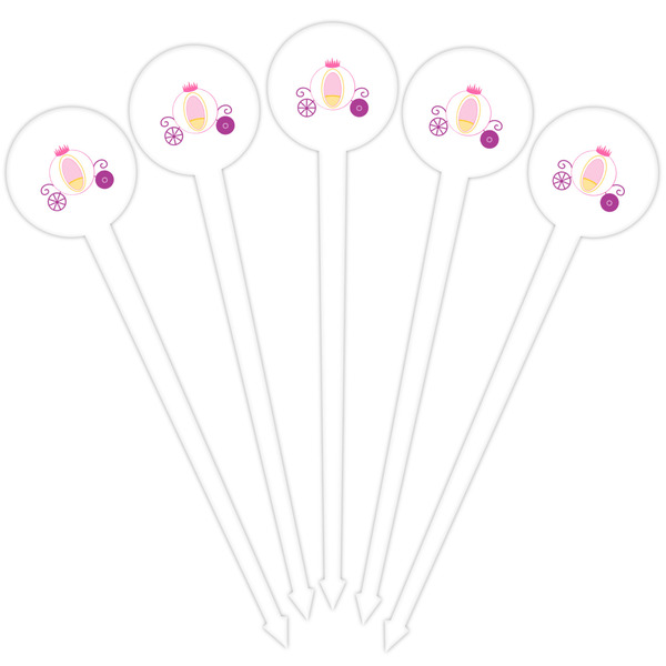 Princess Carriage White Plastic 4" Food Pick - Round - Fan View