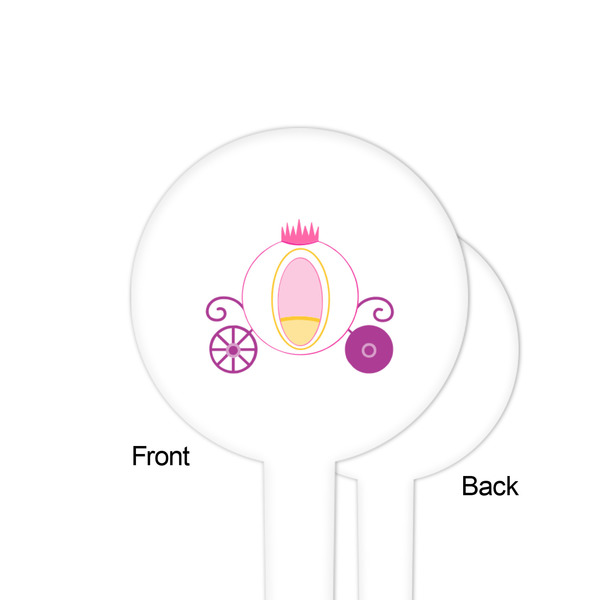 Princess Carriage White Plastic 4" Food Pick - Round - Single Sided - Front & Back
