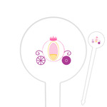 Princess Carriage 6" Round Plastic Food Picks - White - Single Sided