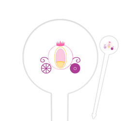 Princess Carriage 6" Round Plastic Food Picks - White - Single Sided