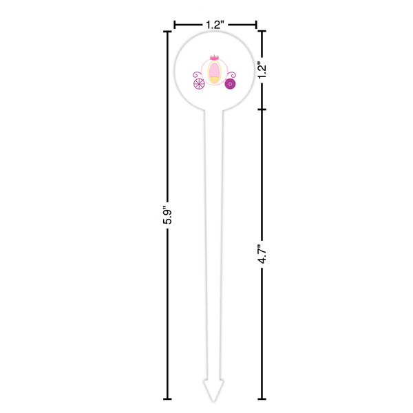 Princess Carriage White Plastic 6" Food Pick - Round - Dimensions