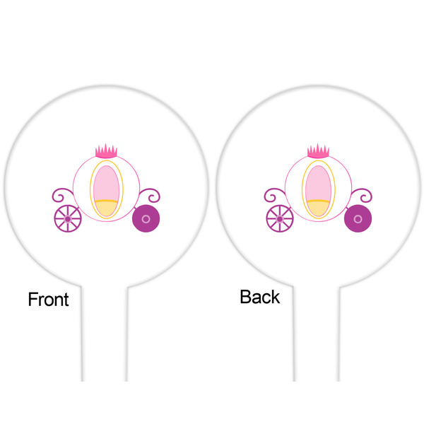 Princess Carriage White Plastic 6" Food Pick - Round - Double Sided - Front & Back