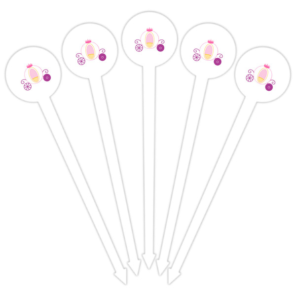 Princess Carriage White Plastic 6" Food Pick - Round - Fan View