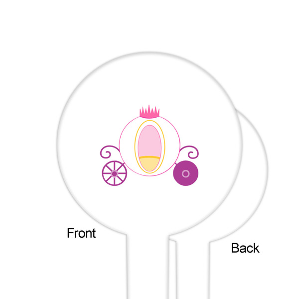 Princess Carriage White Plastic 6" Food Pick - Round - Single Sided - Front & Back