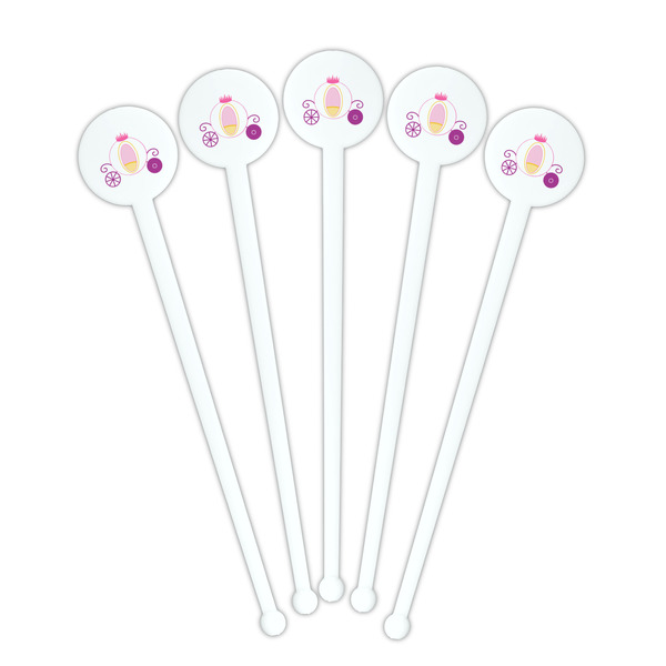 Princess Carriage White Plastic 7" Stir Stick - Round - Fan View