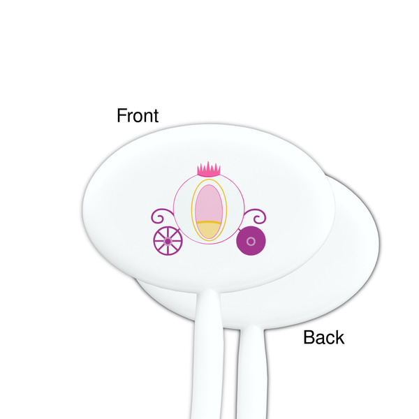 Princess Carriage White Plastic 7" Stir Stick - Single Sided - Oval - Front & Back
