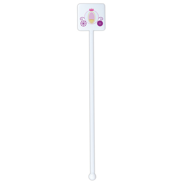 Princess Carriage White Plastic Stir Stick - Double Sided - Square - Single Stick