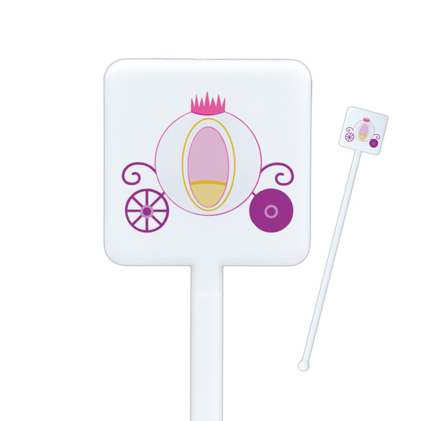 Custom Princess Carriage Square Plastic Stir Sticks - Single Sided
