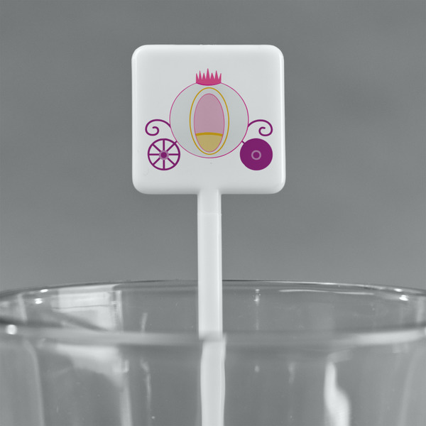 Princess Carriage White Plastic Stir Stick - Square - Main
