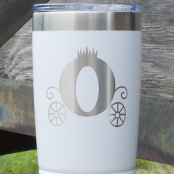 Princess Carriage 20 oz Stainless Steel Tumbler - White - Single Sided