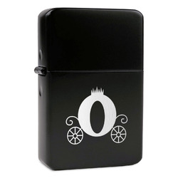 Princess Carriage Windproof Lighter - Black - Single Sided & Lid Engraved