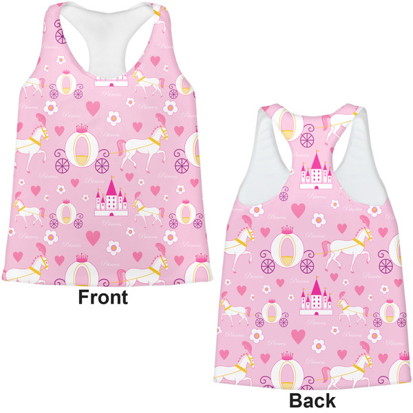 Princess Carriage Womens Racerback Tank Tops - Medium - Front and Back