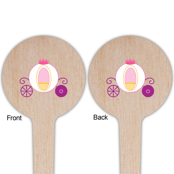 Princess Carriage Wooden 4" Food Pick - Round - Double Sided - Front & Back