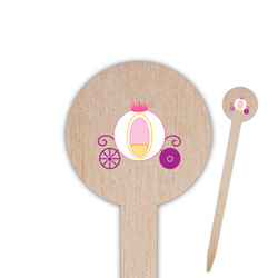 Princess Carriage 6" Round Wooden Food Picks - Single Sided