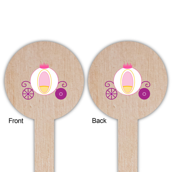 Princess Carriage Wooden 6" Food Pick - Round - Double Sided - Front & Back