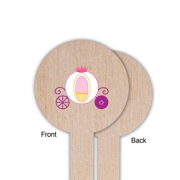 Princess Carriage Wooden 6" Food Pick - Round - Single Sided - Front & Back