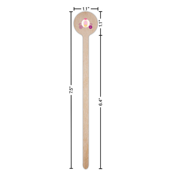 Princess Carriage Wooden 7.5" Stir Stick - Round - Dimensions