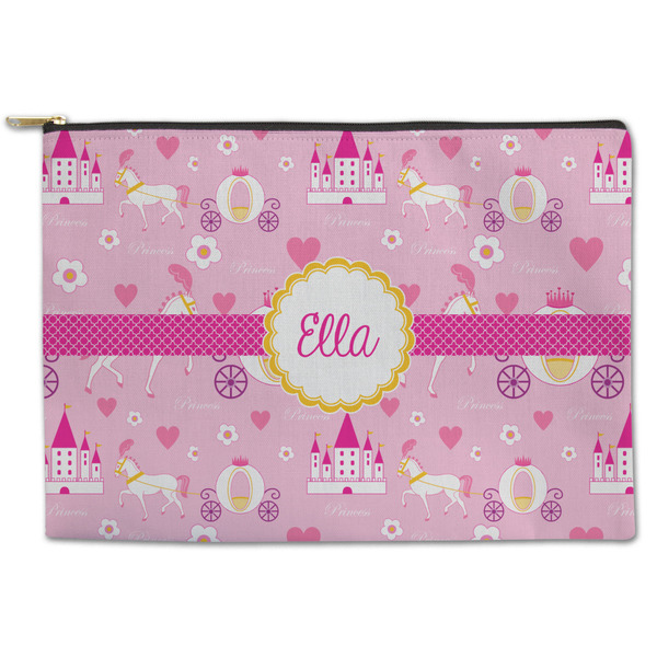 Custom Princess Carriage Zipper Pouch - Large - 12.5"x8.5" (Personalized)
