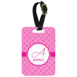 Square Weave Metal Luggage Tag w/ Name and Initial