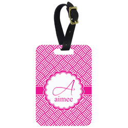 Square Weave Metal Luggage Tag w/ Name and Initial