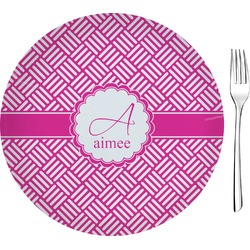 Square Weave 8" Glass Appetizer / Dessert Plates - Single or Set (Personalized)