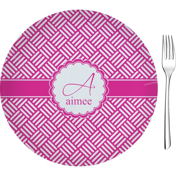 Custom Square Weave 8" Glass Appetizer / Dessert Plates - Single or Set (Personalized)