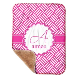 Square Weave Sherpa Baby Blanket - 30" x 40" w/ Name and Initial