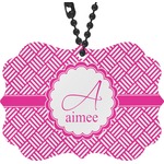 Square Weave Rear View Mirror Charm (Personalized)