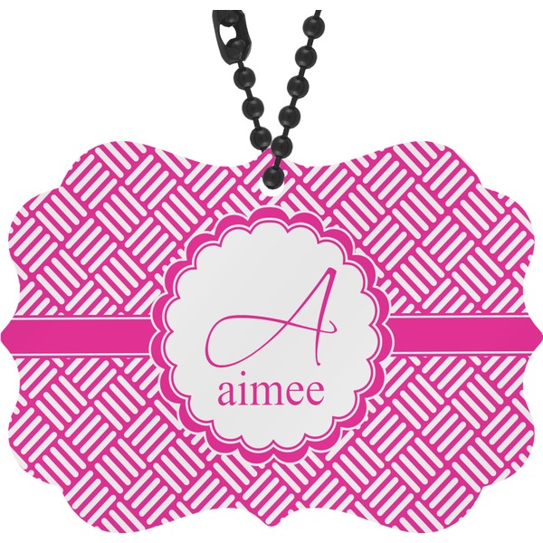 Custom Square Weave Rear View Mirror Charm (Personalized)