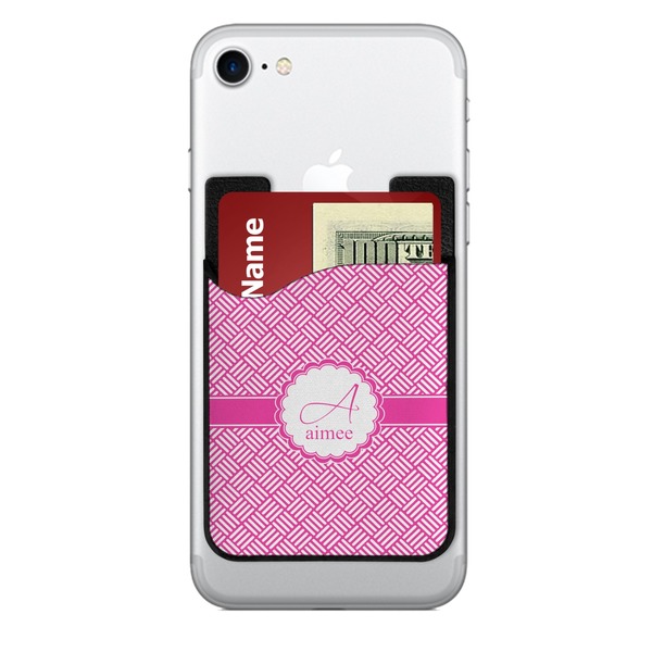 Custom Square Weave 2-in-1 Cell Phone Credit Card Holder & Screen Cleaner (Personalized)